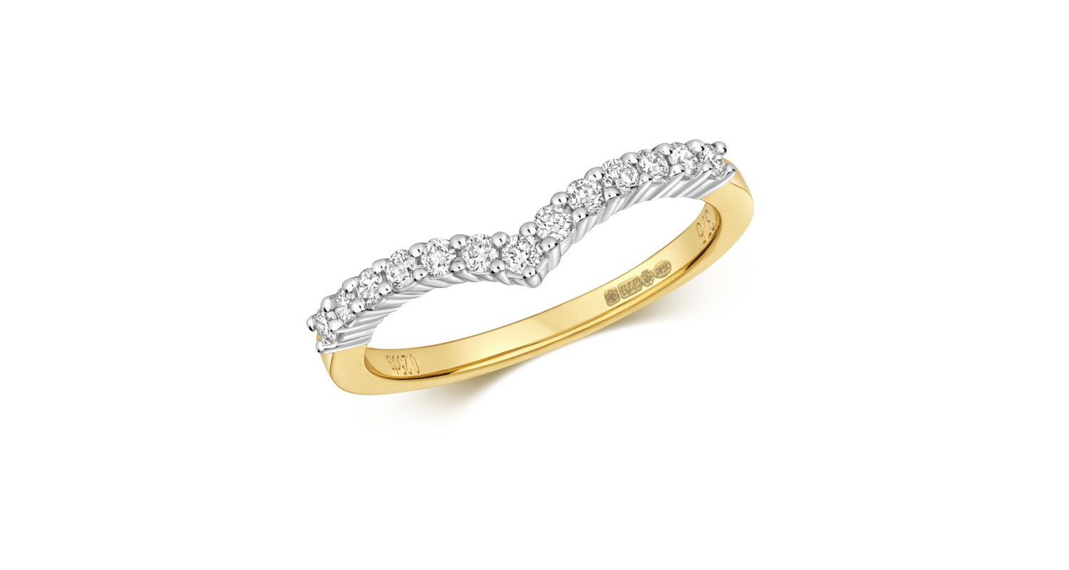 9ct Yellow Gold Diamond Wishbone Ring