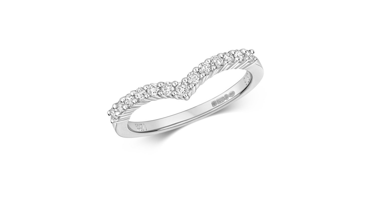 9ct White Gold Diamond Wishbone Ring