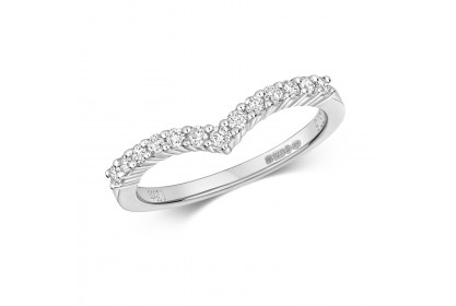 9ct White Gold Diamond Wishbone Ring