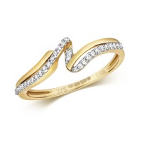 9ct Yellow Gold Diamond Fancy Wave Ring