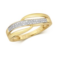 9ct Yellow Gold Diamond Crossover Ring