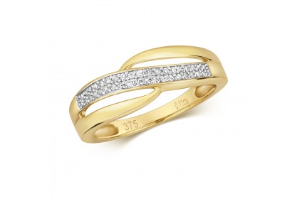 9ct Yellow Gold Diamond Crossover Ring