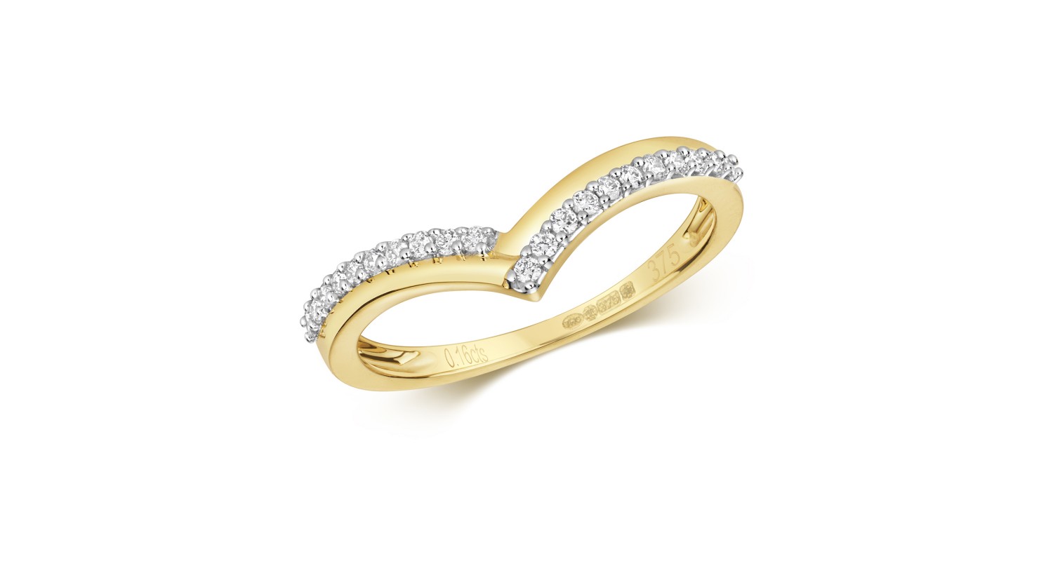 9ct Yellow Gold Diamond Wishbone Ring