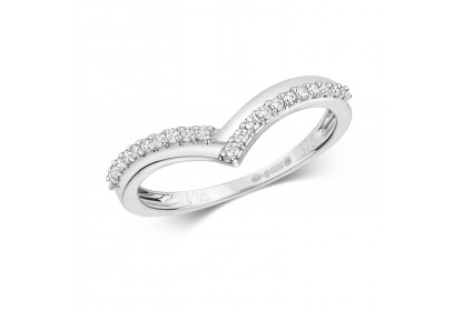 9ct White Gold Diamond Wishbone Ring