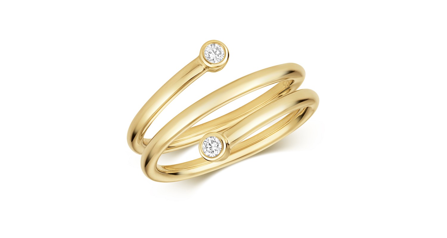 9ct Yellow Gold Diamond Spiral Ring