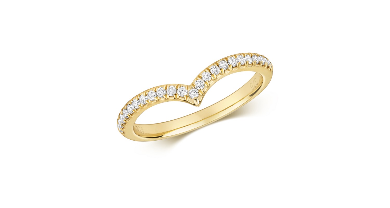 9ct Yellow Gold Diamond Wishbone Ring