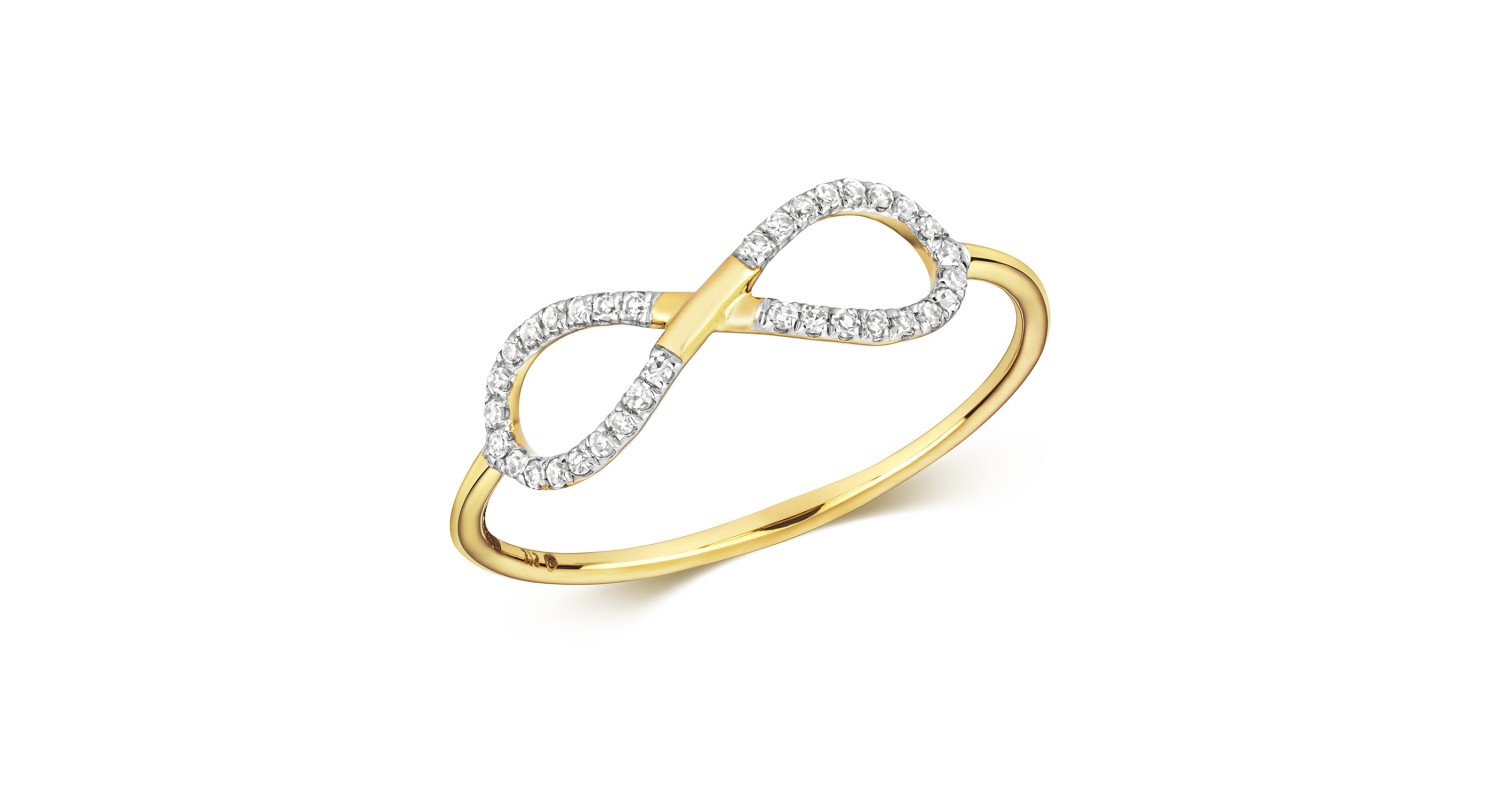 9ct Yellow Gold Diamond Infinity Ring