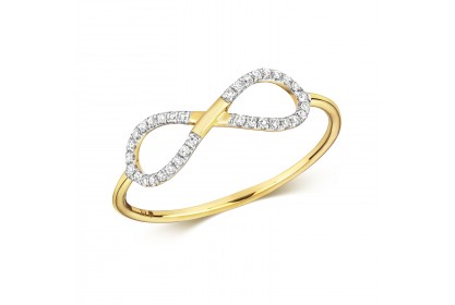 9ct Yellow Gold Diamond Infinity Ring