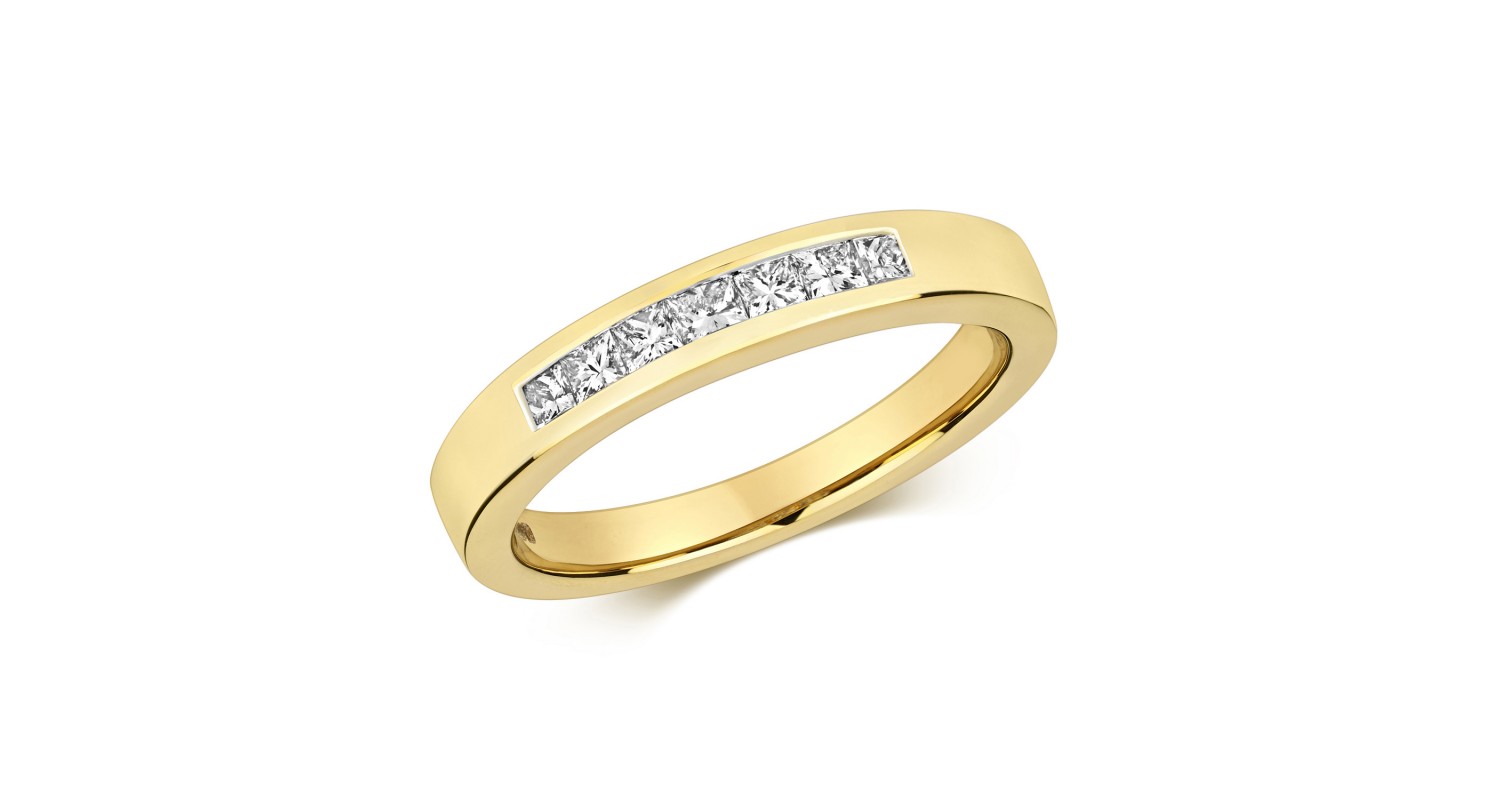 18ct Yellow Gold Princess Cut Eternity Ring