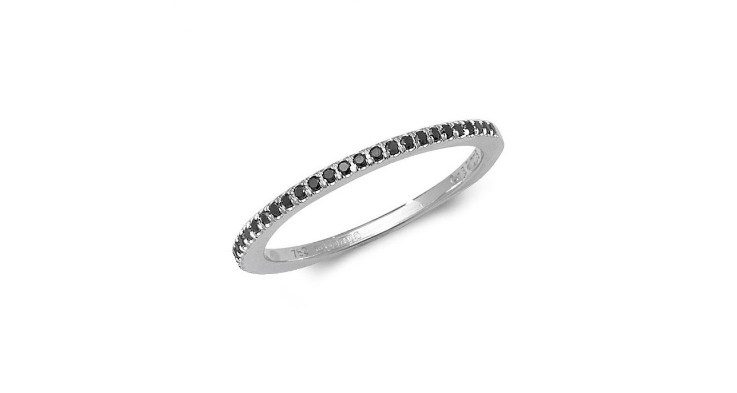 18ct White Gold Black Diamond Half-Eternity Ring