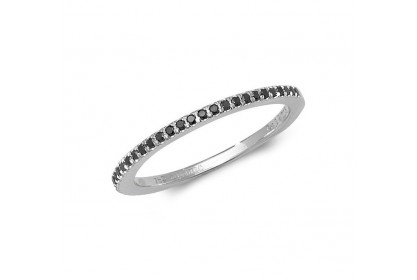 18ct White Gold Black Diamond Half-Eternity Ring