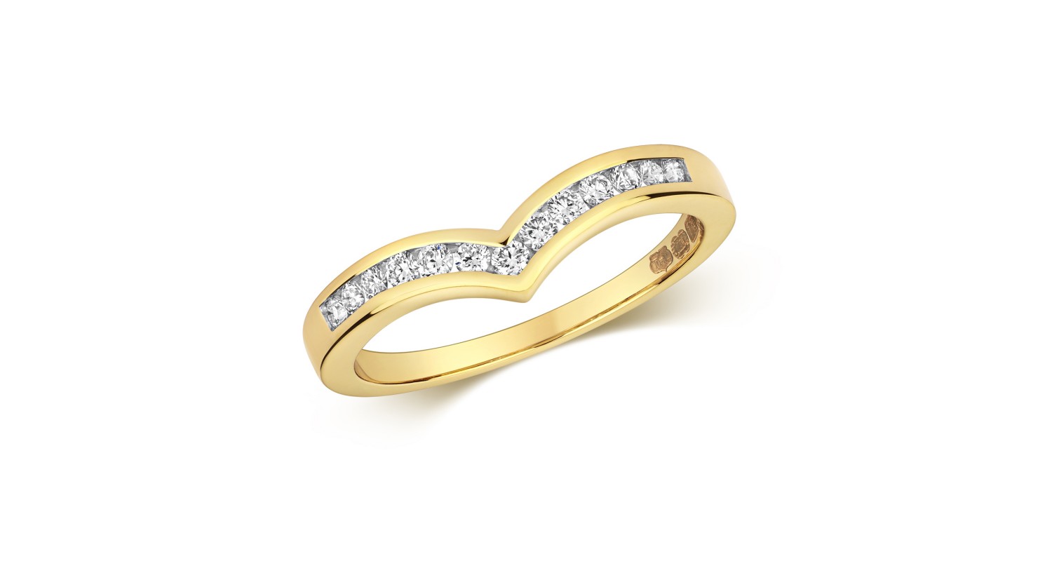 18ct Yellow Gold Diamond Wishbone Ring