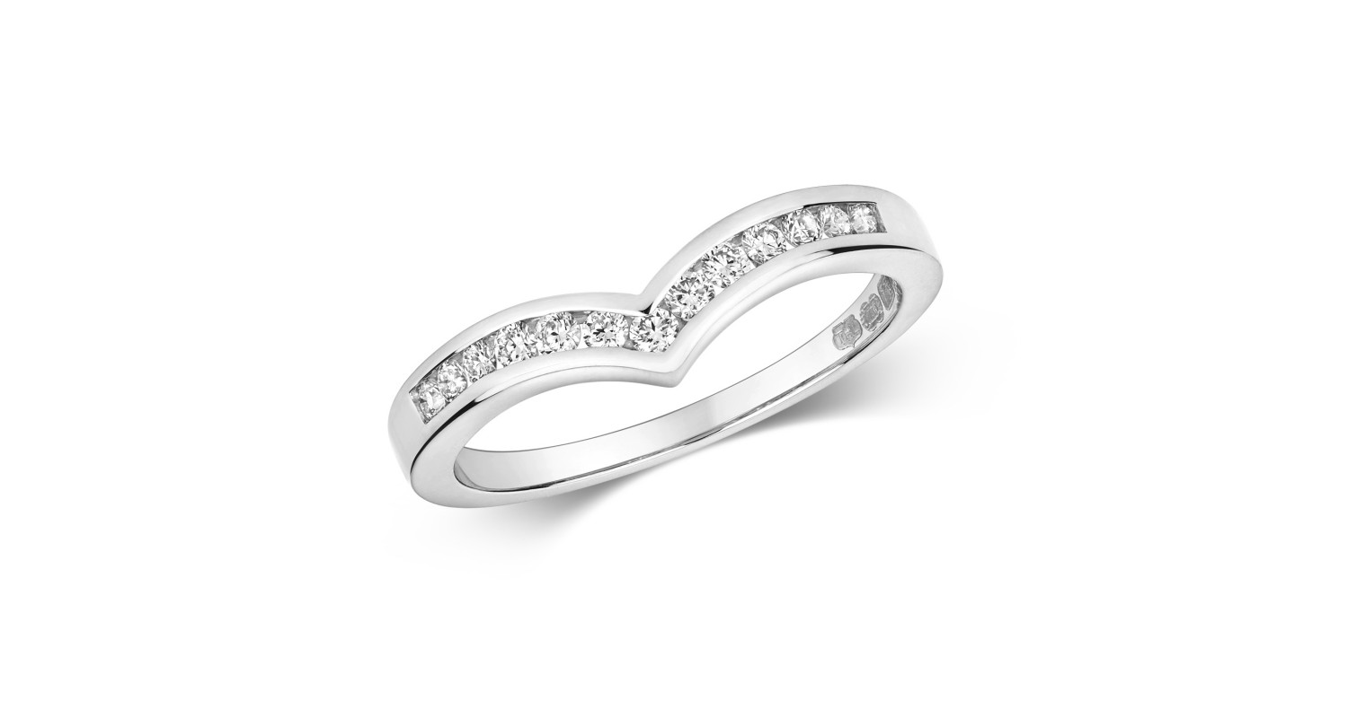 18ct White Gold Diamond Wishbone Ring