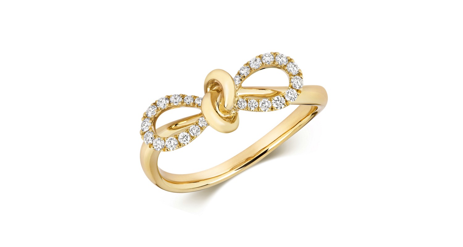 18ct Yellow Gold Diamond Bow Ring