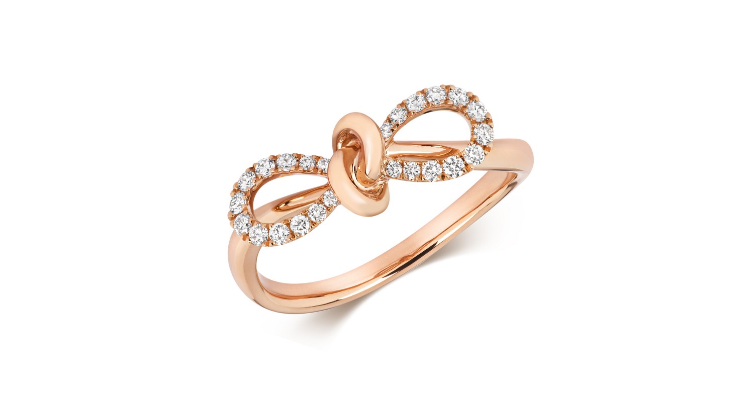 18ct Rose Gold Diamond Bow Ring