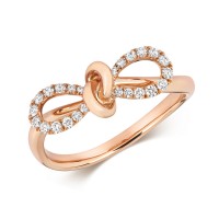 18ct Rose Gold Diamond Bow Ring