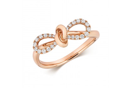 18ct Rose Gold Diamond Bow Ring