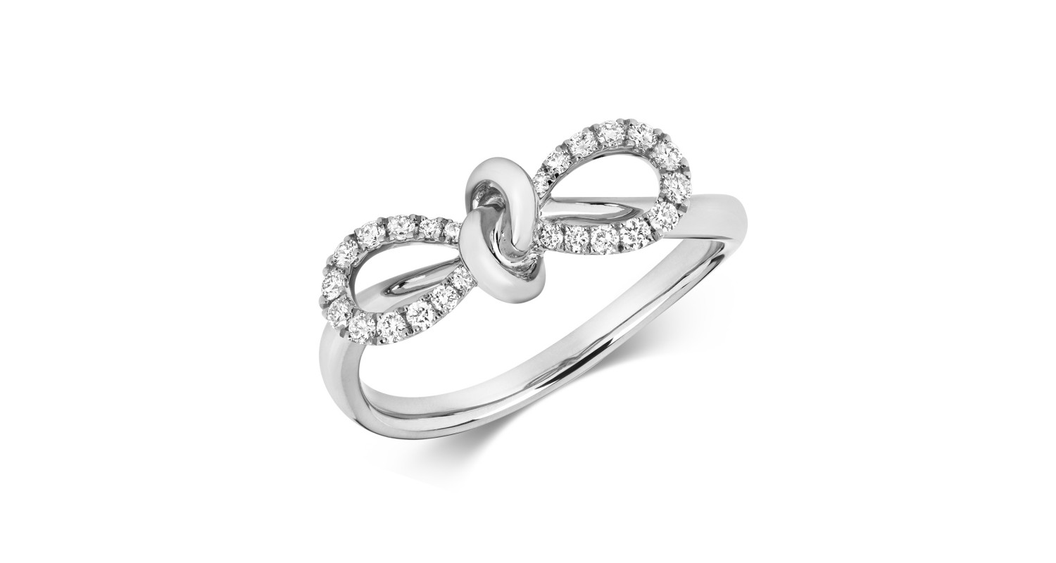 18ct White Gold Diamond Bow Ring