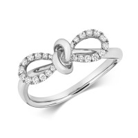 18ct White Gold Diamond Bow Ring