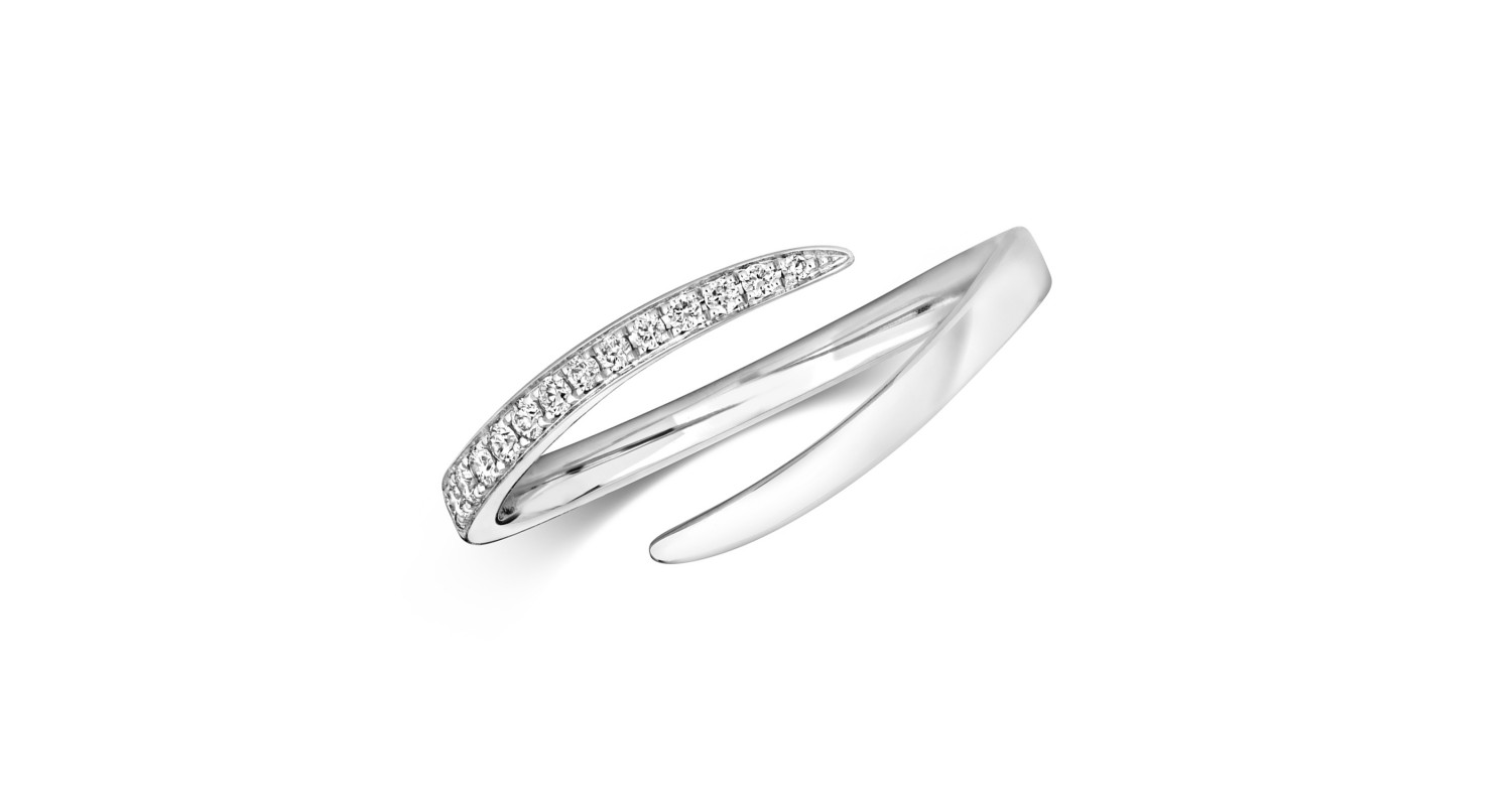 18ct White Gold Diamond Open Crossover Ring