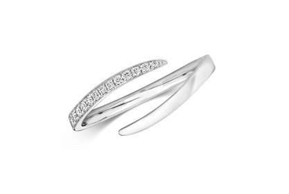 18ct White Gold Diamond Open Crossover Ring