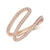 18ct Rose Gold Diamond Wave Ring