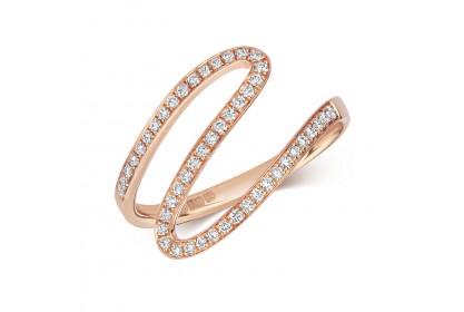 18ct Rose Gold Diamond Wave Ring