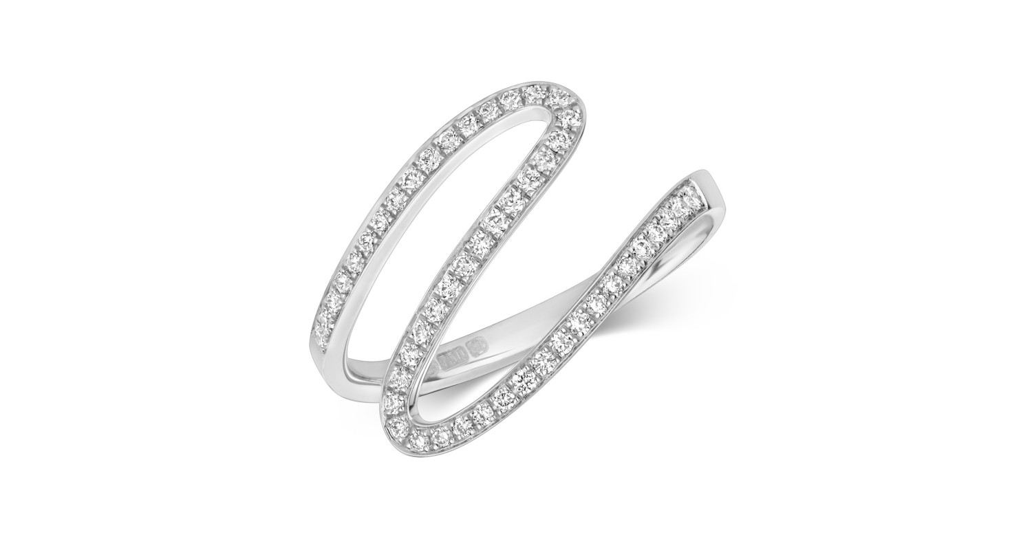 18ct White Gold Diamond Wave Ring