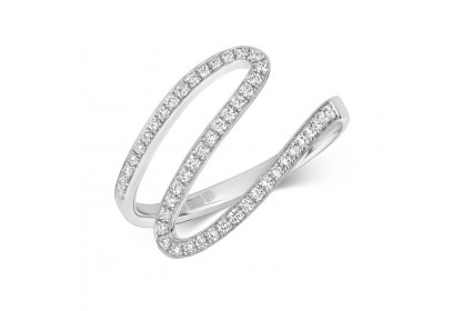 18ct White Gold Diamond Wave Ring