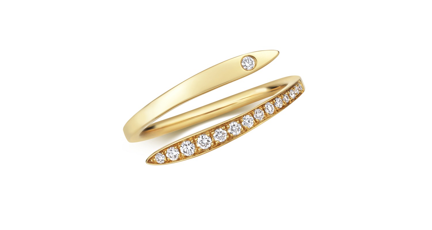 18ct Yellow Gold Crossover Diamond Ring