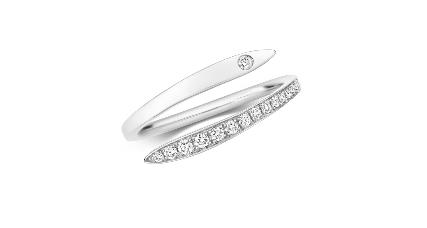 18ct White Gold Crossover Diamond Ring