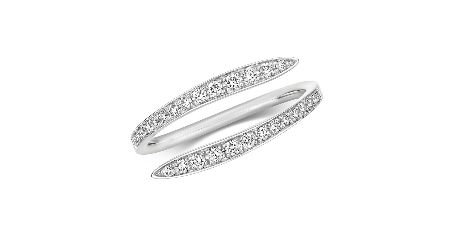 18ct White Gold Diamond Crossover Ring