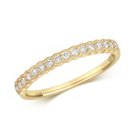 18ct Yellow Gold Diamond Millgrain Edge Ring