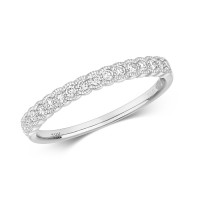 18ct White Gold Diamond Millgrain Edge Ring