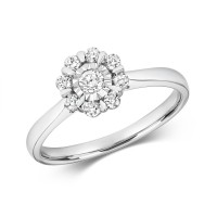 9ct White Gold Diamond Illusion Ring