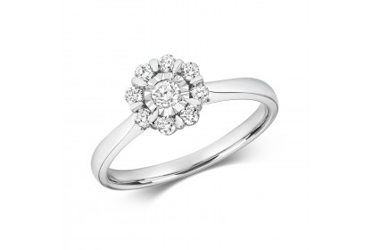 9ct White Gold Diamond Illusion Ring