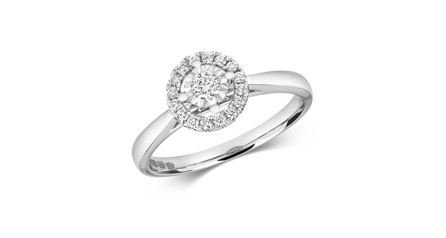 9ct White Gold Diamond Illusion Ring