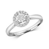 9ct White Gold Diamond Illusion Ring