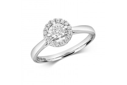 9ct White Gold Diamond Illusion Ring