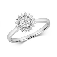 9ct White Gold Diamond Illusion Ring