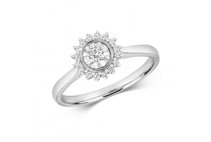 9ct White Gold Diamond Illusion Ring