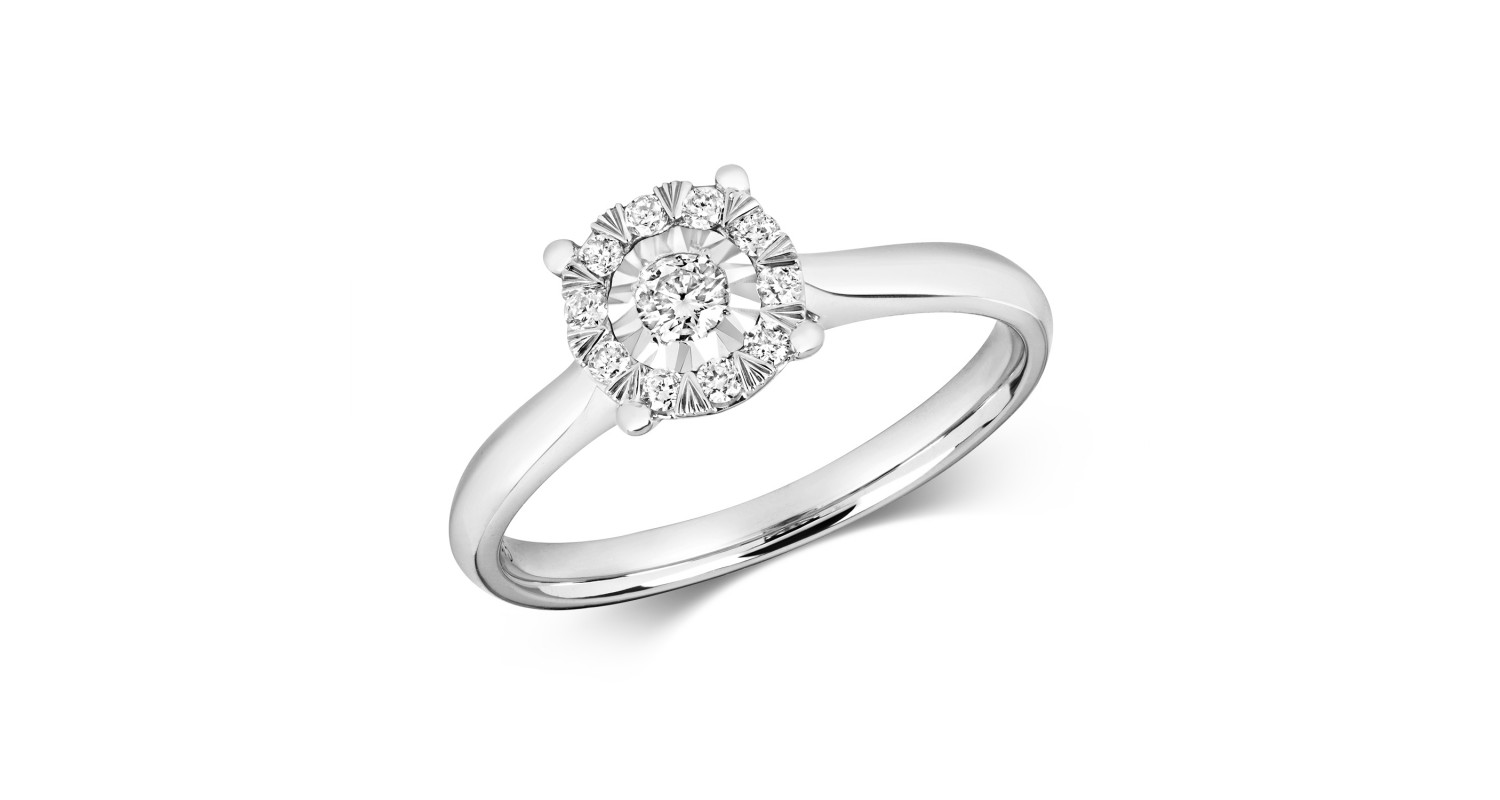 9ct White Gold Diamond Illusion Ring