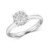 9ct White Gold Diamond Illusion Ring