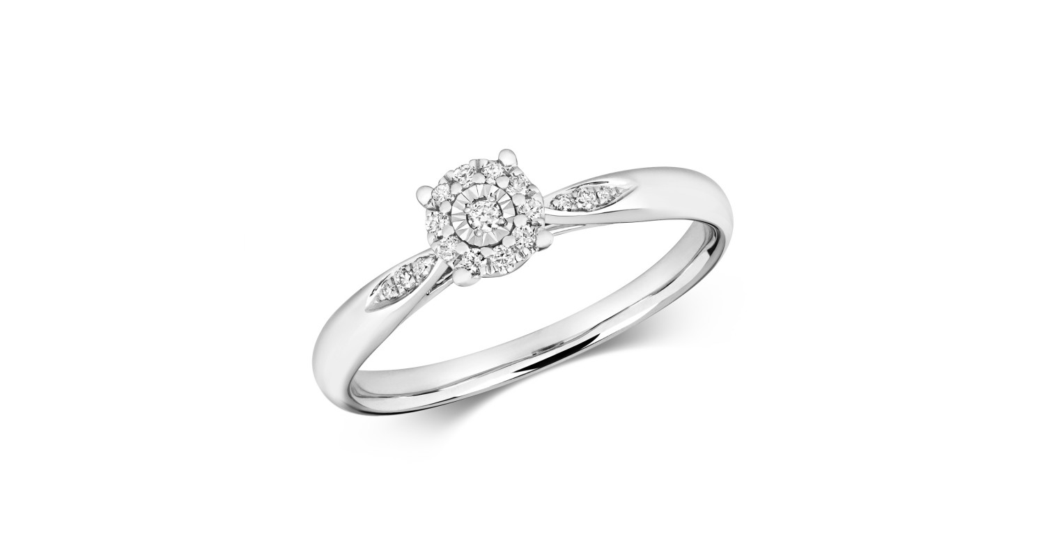 9ct White Gold Diamond Illusion Ring