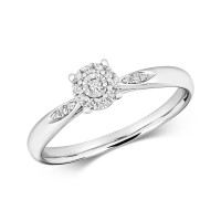 9ct White Gold Diamond Illusion Ring