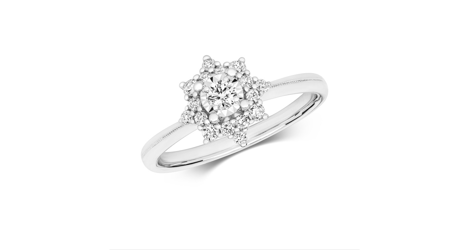 9ct White Gold Diamond Illusion Ring