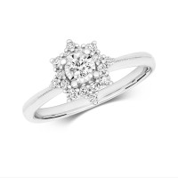 9ct White Gold Diamond Illusion Ring