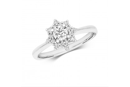 9ct White Gold Diamond Illusion Ring