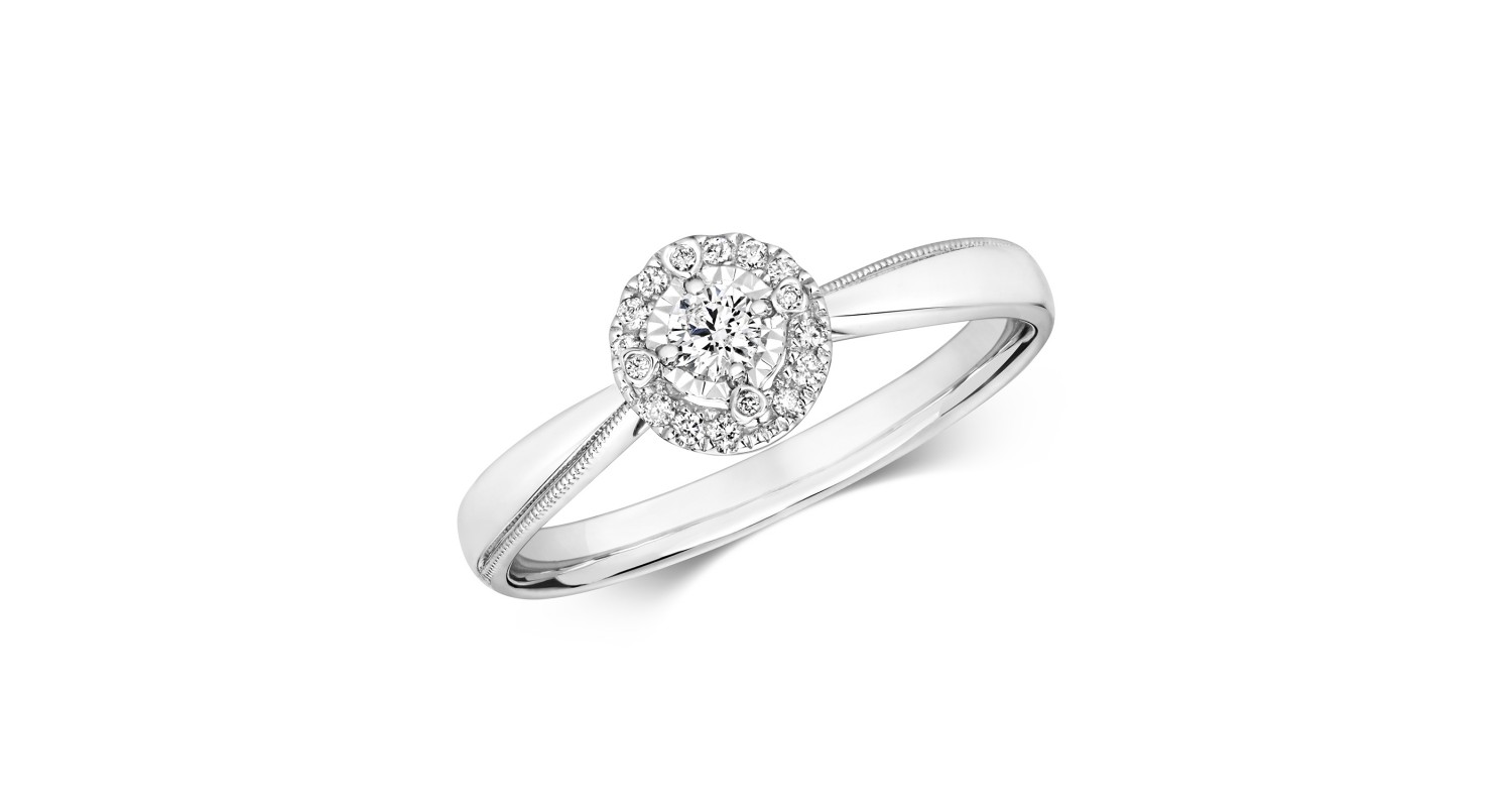  9ct White Gold Diamond Illusion Ring