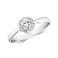  9ct White Gold Diamond Illusion Ring